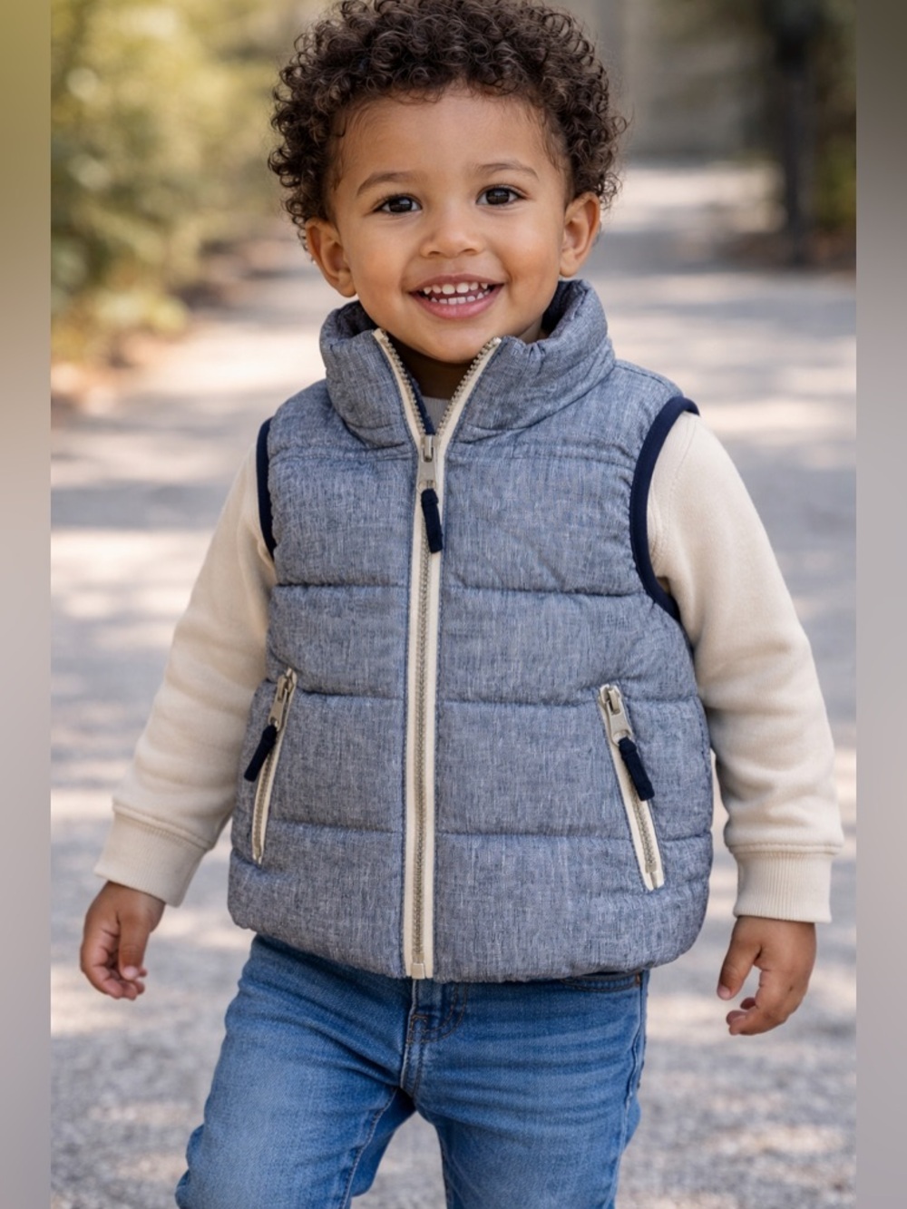 H&M Grey Quilted Kids Vest with Contrast Trim